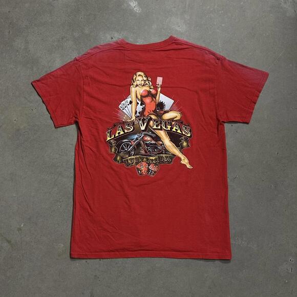 Vintage Faded Biker Las Vegas Graphic Tee - Picture 1 of 7